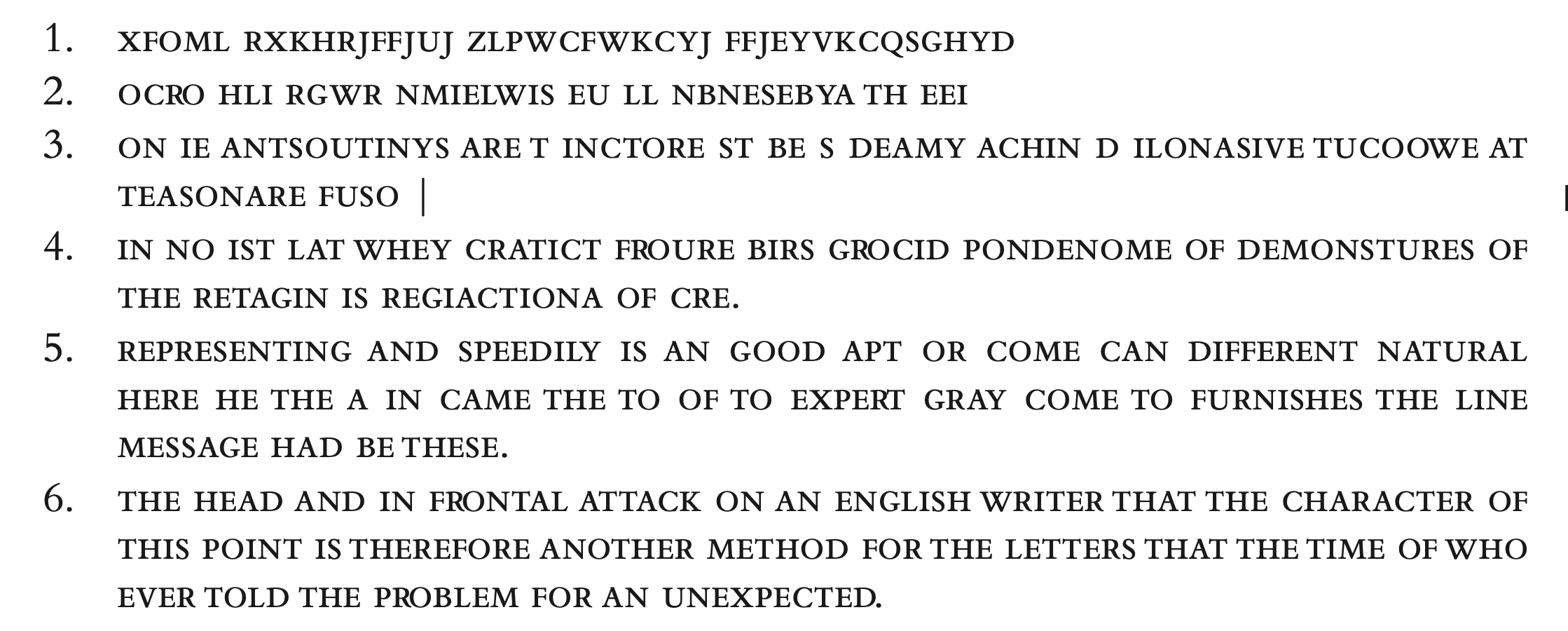 Shannon’s successive approximations to English, from random letters through second-order word statistics, each line more English-like than the last
